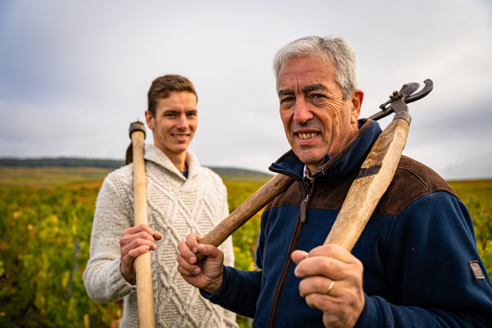 Rémi and Marc-Antoine Henry in the vineyard