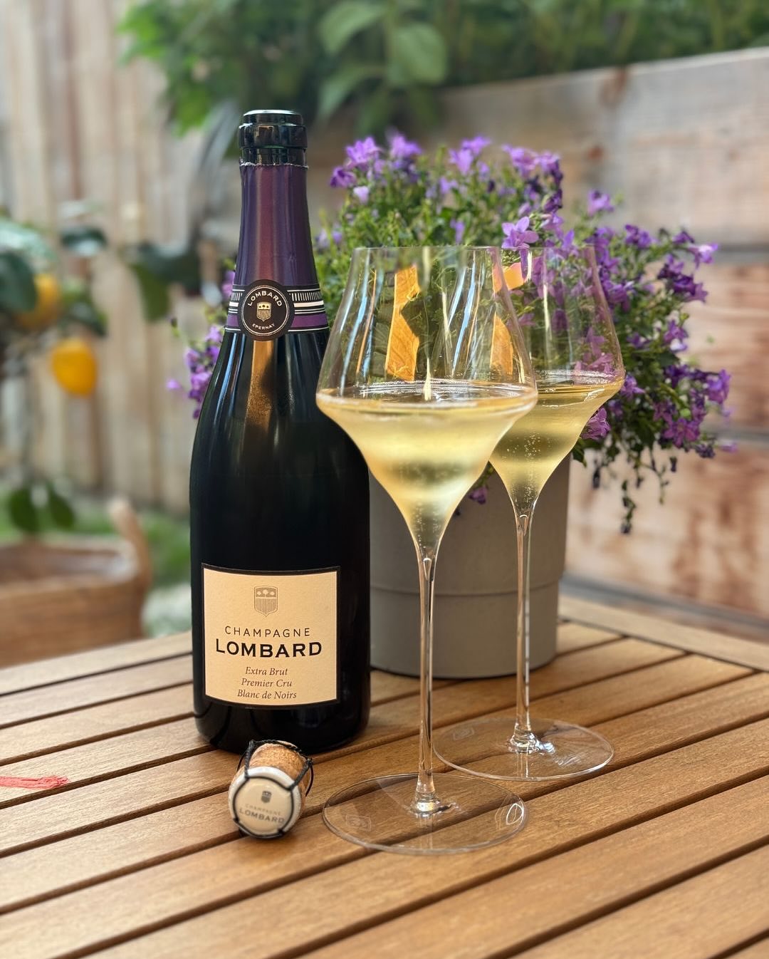 Letzte Sonnenstrahlen. Ein stiller Abend. Und ein Glas mit Kante. ​ @champagnelombard – Extra Brut – Premier Cru – Blanc de Noirs ​ Keine Begleitung, kein Essen – nur die Hitze … (1)