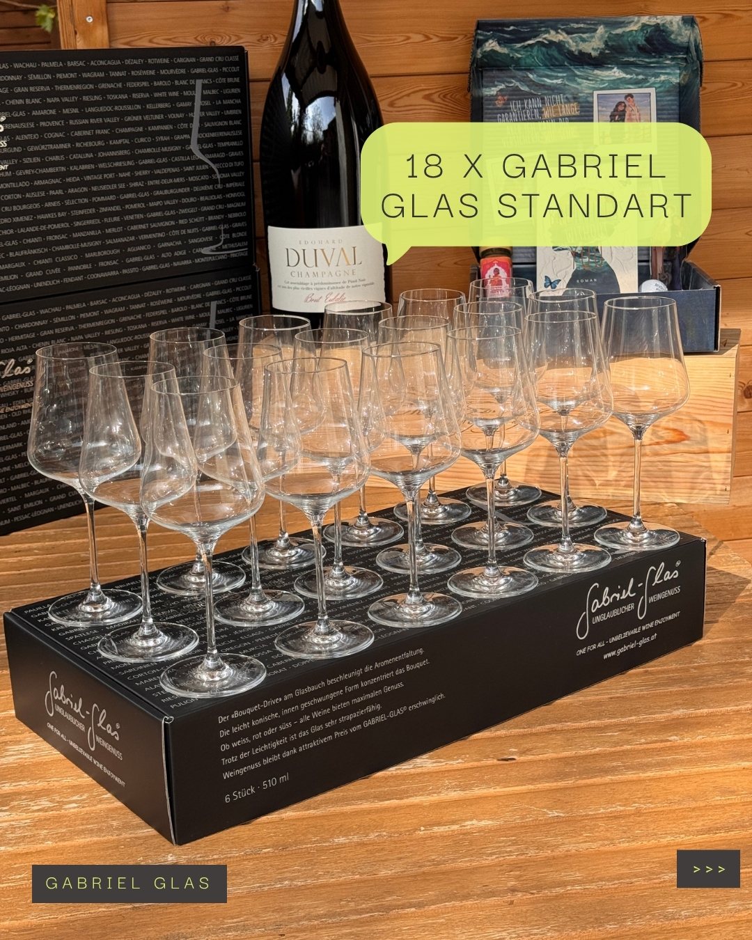 18 Gabriel-Gläser auf ihren Kartons